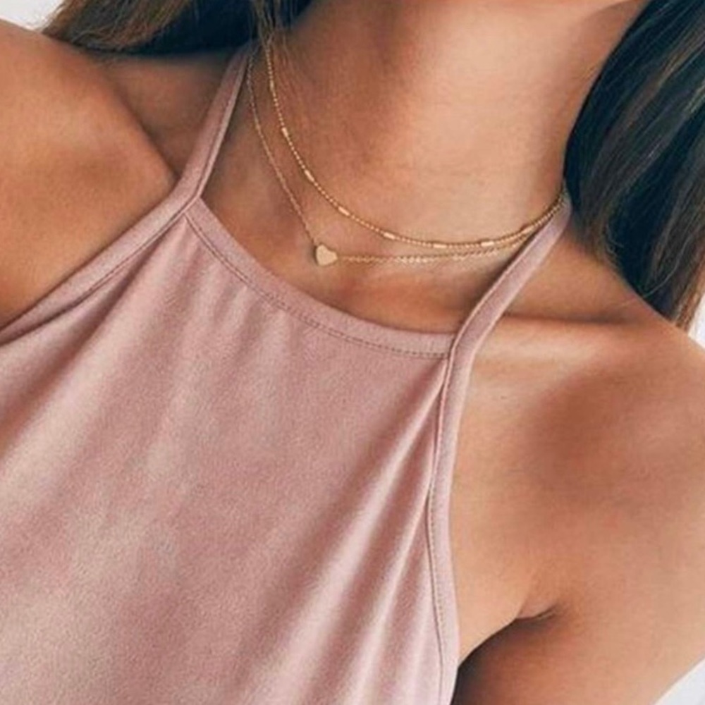 🖤2 layer heart chocker necklace 💛